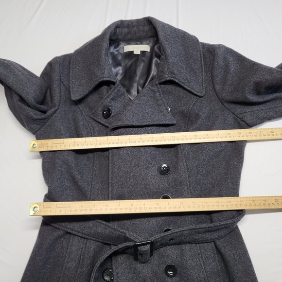 Style & Co Trench Coat Wool Blend Womens Large Tweed Double Breasted Pockets - Picture 15 of 16